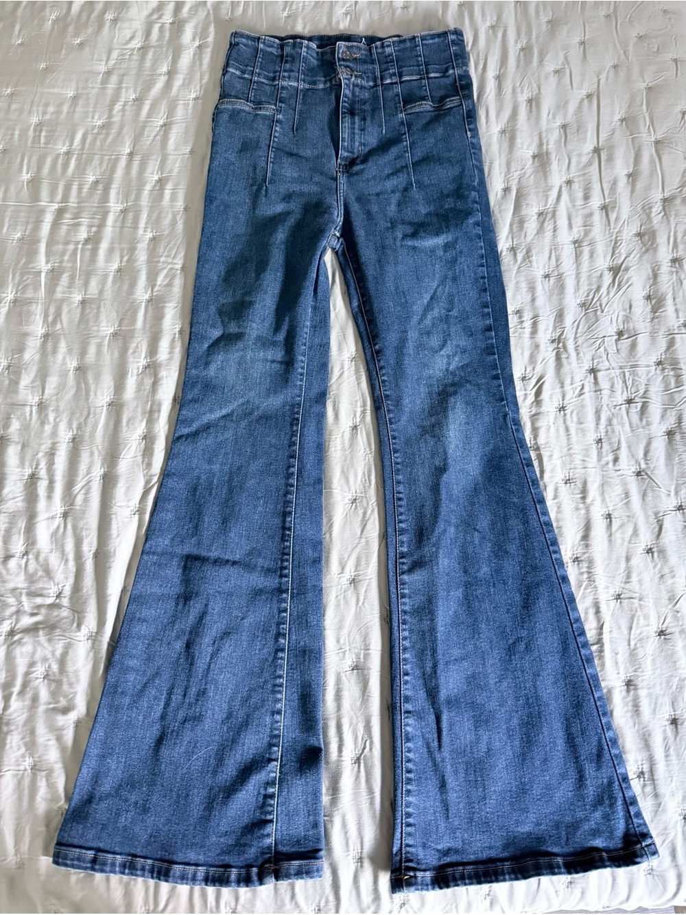 Free People Dark Blue High-Rise Jayde Flare Jeans 30x33